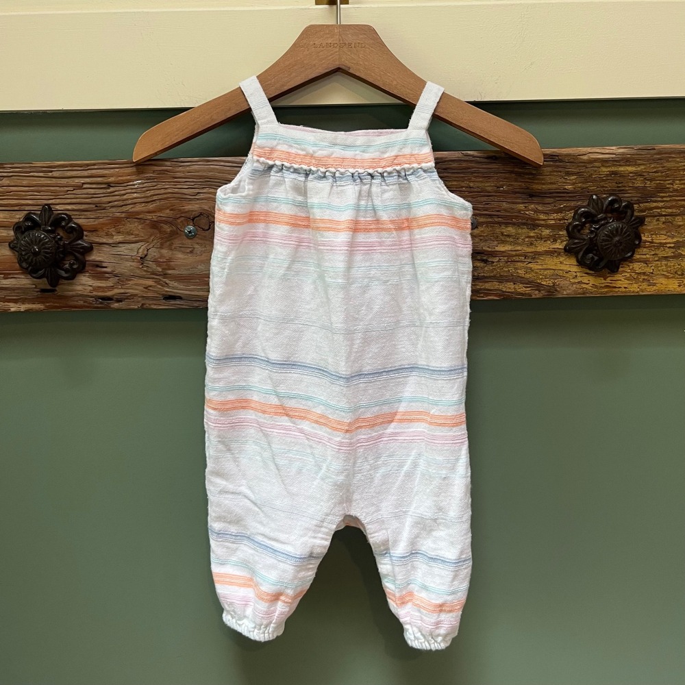 Ralph‎ Lauren Baby Girl Pastel Stripe Cotton Romper Sleeveless One-Piece 6M